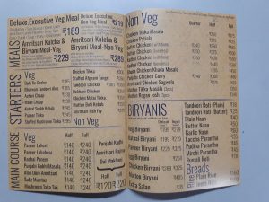 A4 size Restaurants menu