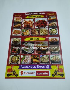 Menu card printing in Delhi NCR