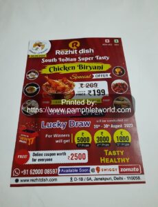 Menu printing in Gurugram, Delhi, Noida - Pamphlet World
