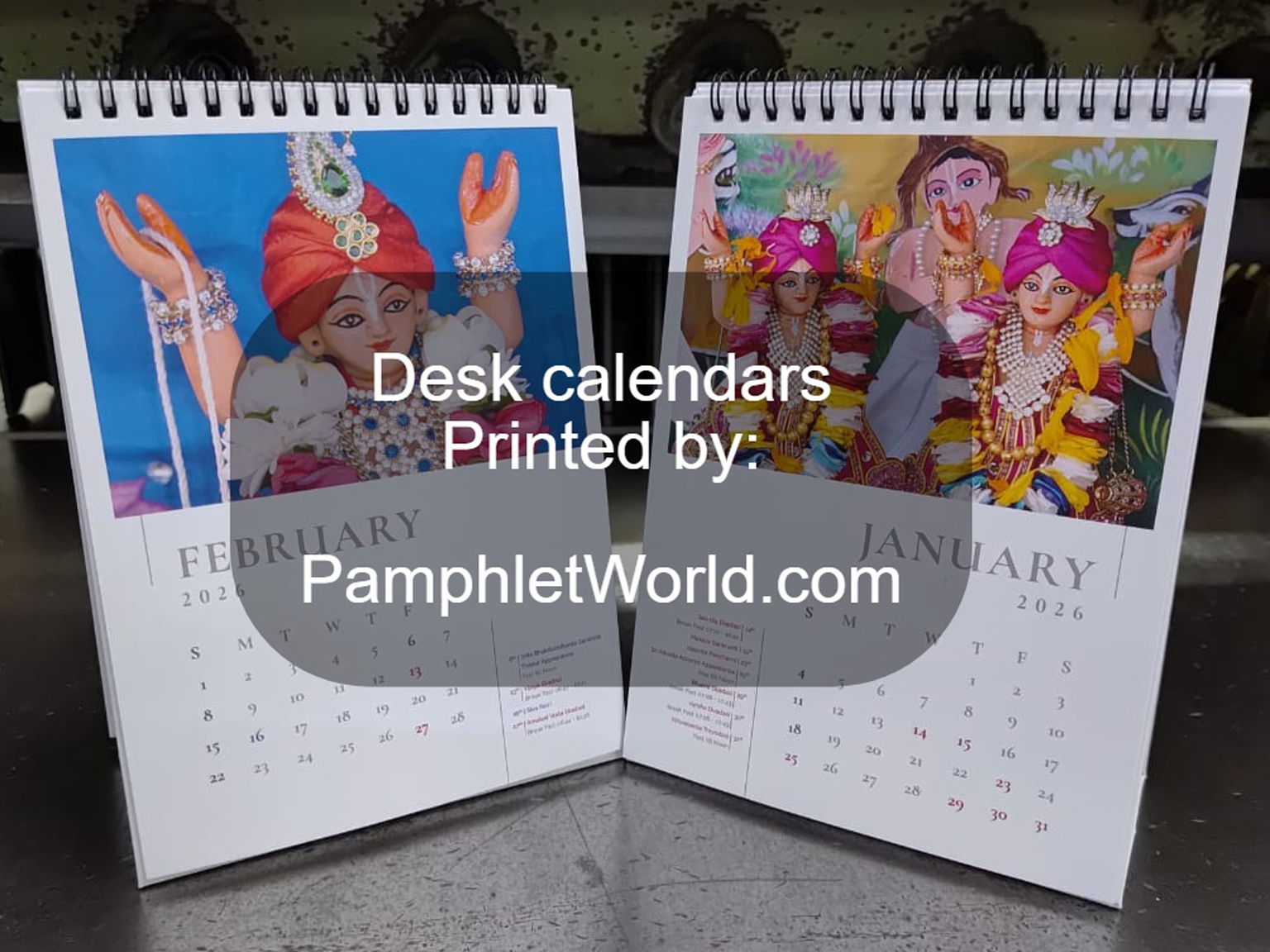 2026 Table calendar printing with Hindu God's photos